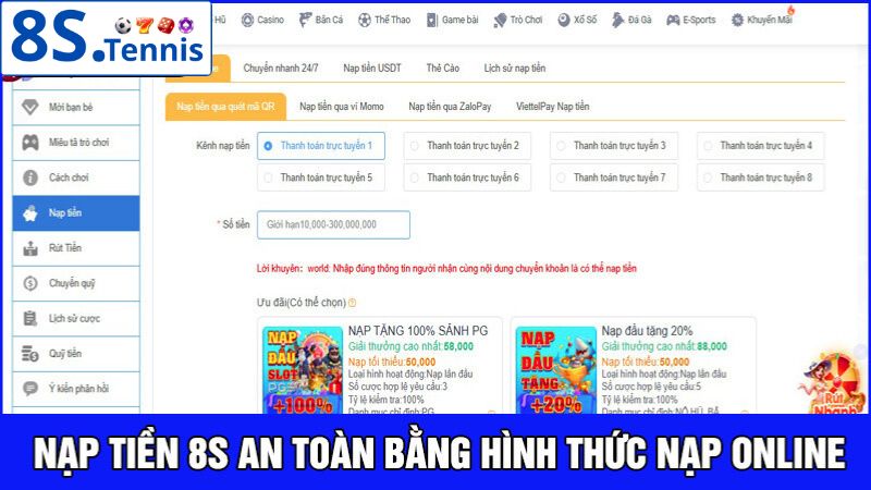 nạp tiền 8S bằng phương thức online